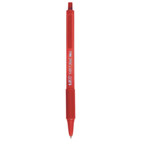 Penna a sfera a scatto BIC SoftFeel Clic Grip M 1 mm rosso Conf. 12 pezzi - 837399